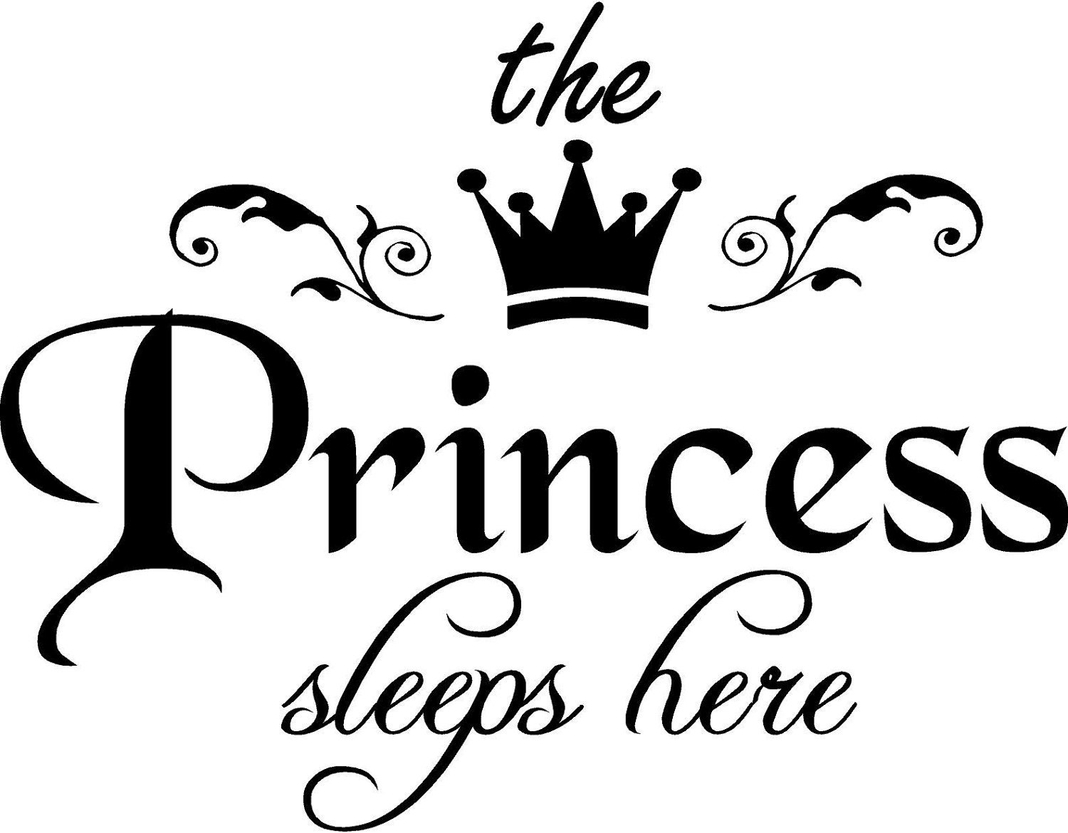 VINYL QUOTE - The princess sleeps here-with crown-special buy any 2 quotes and get a 3rd quote free of equal or lesser value