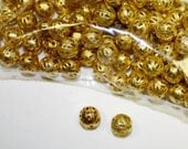 Gold Plated round filagree findings, 8 mm, 19 Pieces