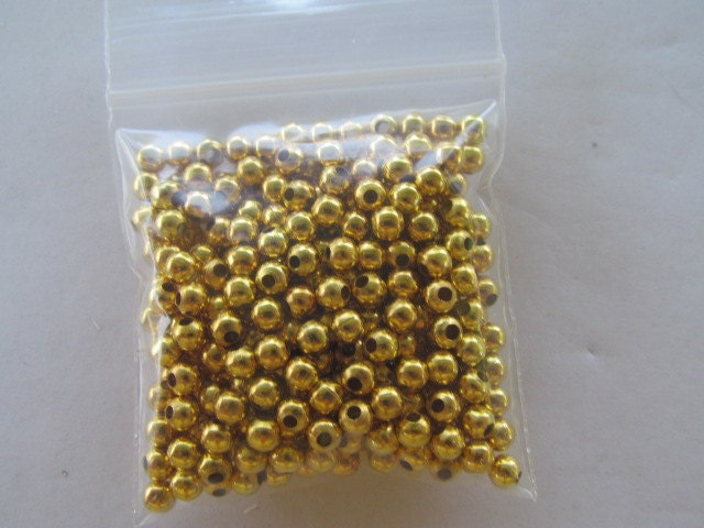 4mm Gold Tone Round Beads, 200 pieces, Lead free, Nickle free, Pewter Alloy