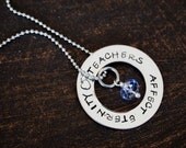 Teachers Affect Eternity- Hand Stamped Washer Necklace, Stamped Charm Necklace for Teachers