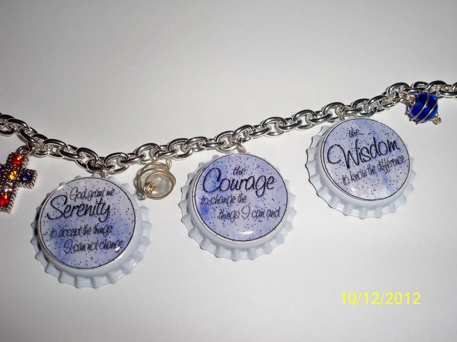 Serenity Prayer Bottlecap Charm Bracelet with Charms Great Gift Item Free Ship