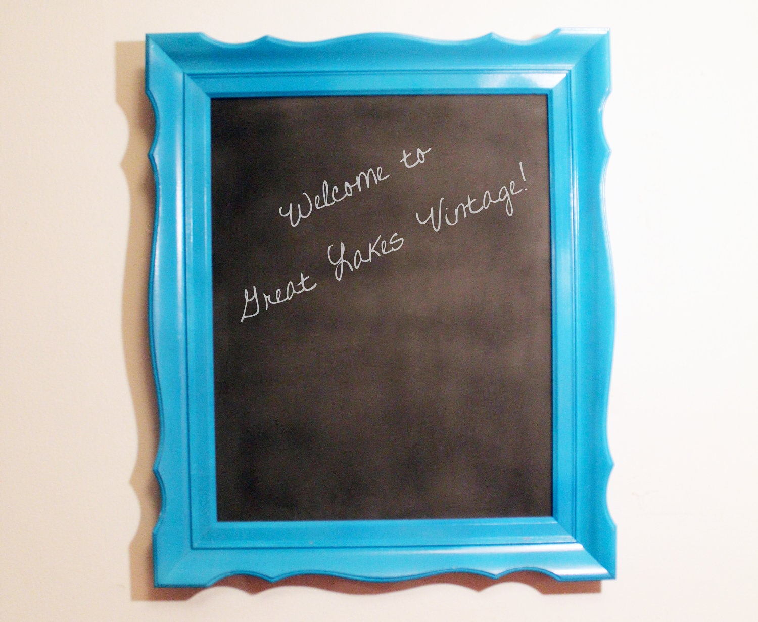 TREASURY ITEM  Vintage Teal Ornate Victorian Rococo Glamour Wall Mirror Chalkboard 3 in 1 French Country