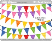 Birthday Party Banners (Bright Colors) - BUY 2 GET 2 FREE - Digital Clip Art - Personal and Commercial Use Clip Art - flag banners 12 inches