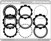 Scalloped Circle Frames - BUY 2 GET 2 FREE - Personal and Commercial Use - digital clipart frames clip art