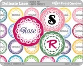 1 Inch Circles - Editable PDF (4x6) - Delicate Lace Digital Collage Sheet (No. 208) - Buy 2 Get 2 Free - Printable and Customizable
