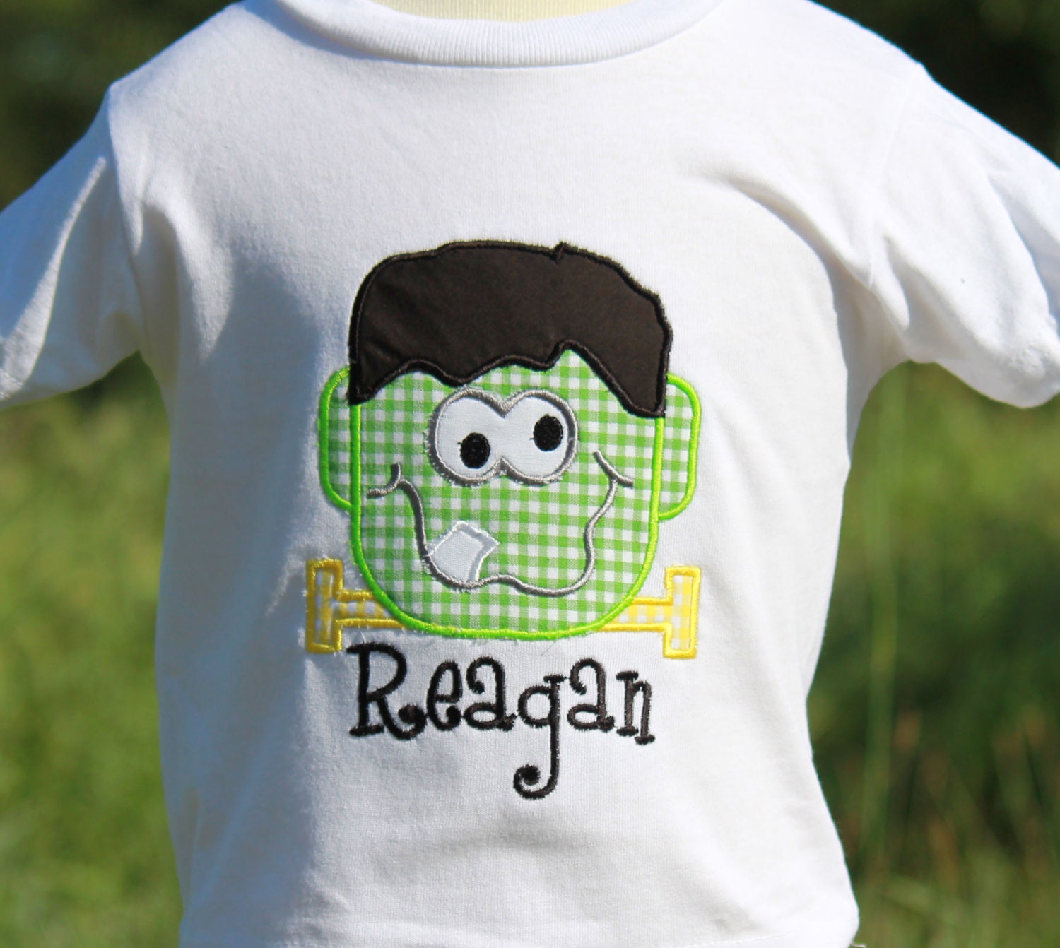 Boutique ...Frankie.. personalized with name ... Custom made boys Halloween tee or onesie Trick or Treat