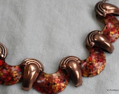 Matisse Renoir Copper Necklace Autumn Enamel Red Gold