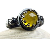 Sterling Silver Yellow Chalcedony Ring, Natural faceted Gemstone, Handmade Jewelry, made to order in your size