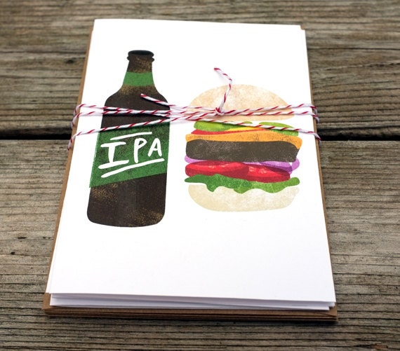 set of 4 - beer food pairings A6 cards