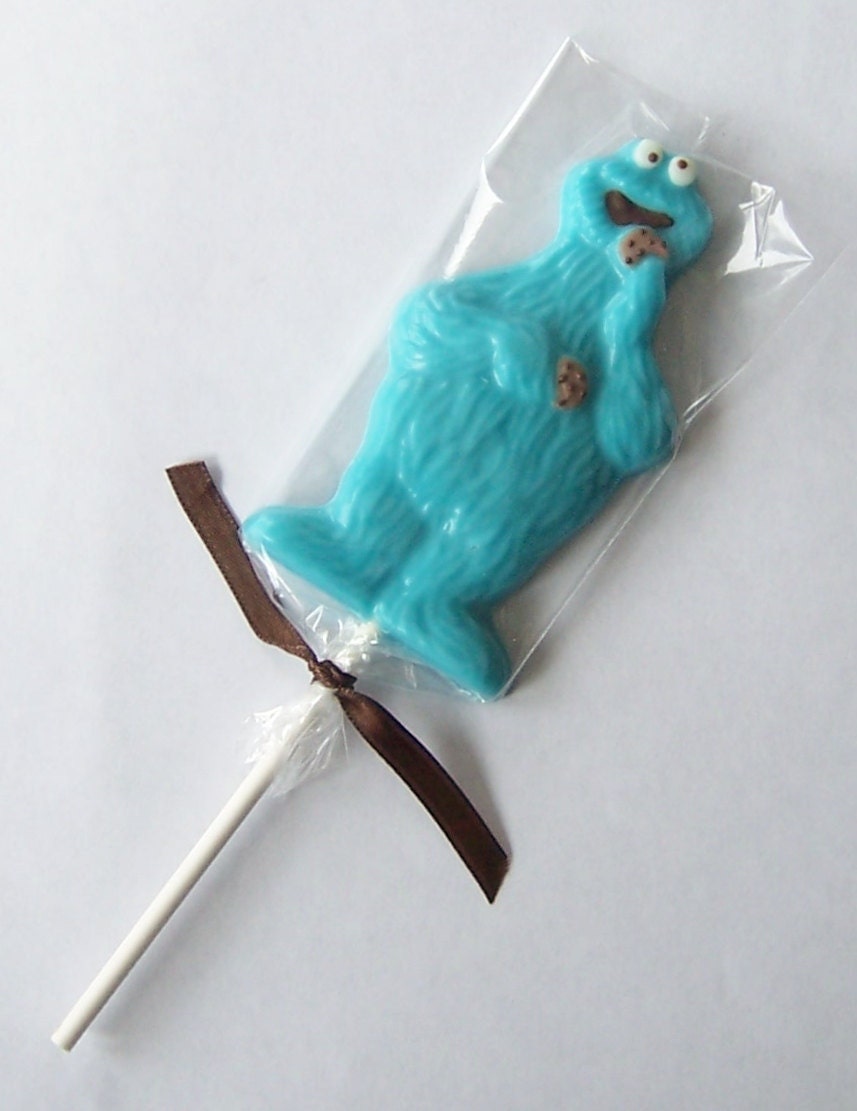 Chocolate Lollipops -- COOKIE loving MONSTER -- Birthday favors, Baby Shower favors, Childrens Gift