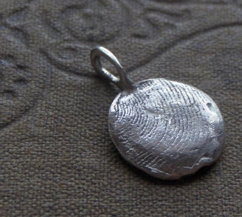 Sterling Silver Fingerprint Pendant - custom made to order to your fingerprint. Valentines Day, Mothers Day, Fathers Day Grandmother