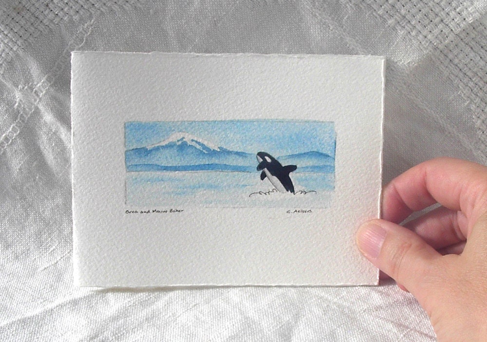 Killer Whale Original Watercolor Card