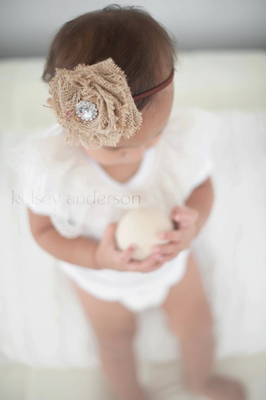 RUSTIC flower headband - Brown Khaki Tan- (Custom Order)