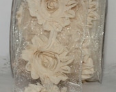 Ivory Shabby Flower Ribbon - by the yard