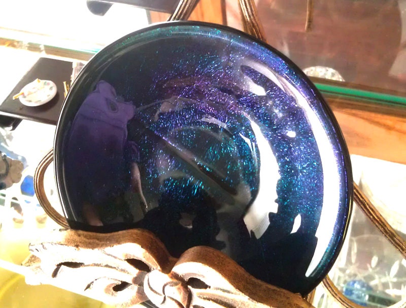Art Dish Midnight Blue Iridescent Fused Glass - Home Decor