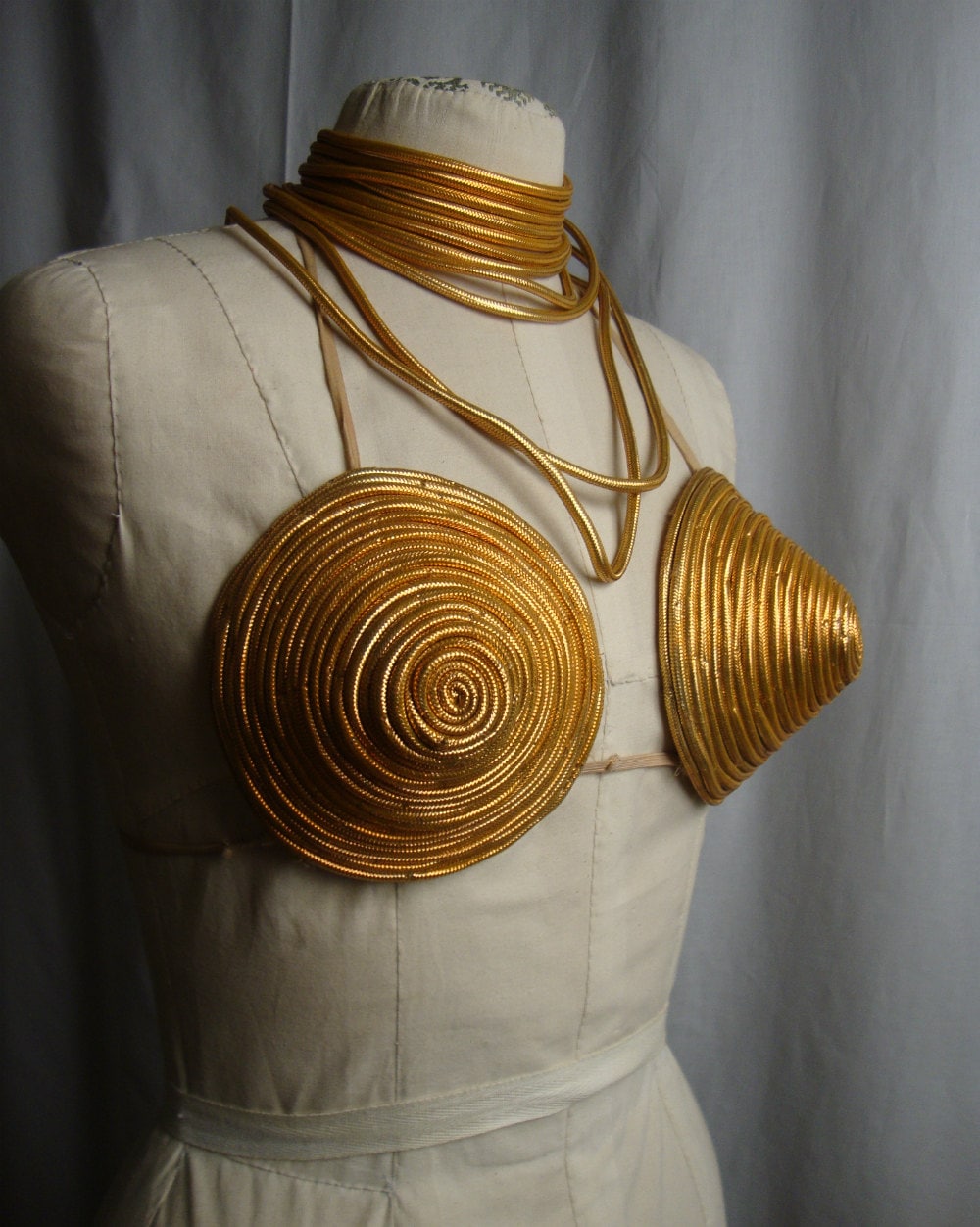 Original 1930s Gold Metallic Cone Bra With Matching By Cornehl 