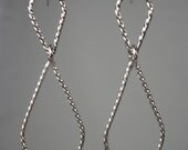 Polished sterling silver twisted wire 'Line Drawing' double teardrop  earrings