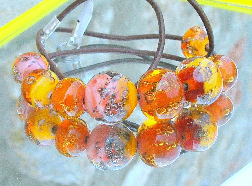 Lampwork Necklace, Artisan Handmade Lampwork Jewelry with Lampwork Bubble Beads