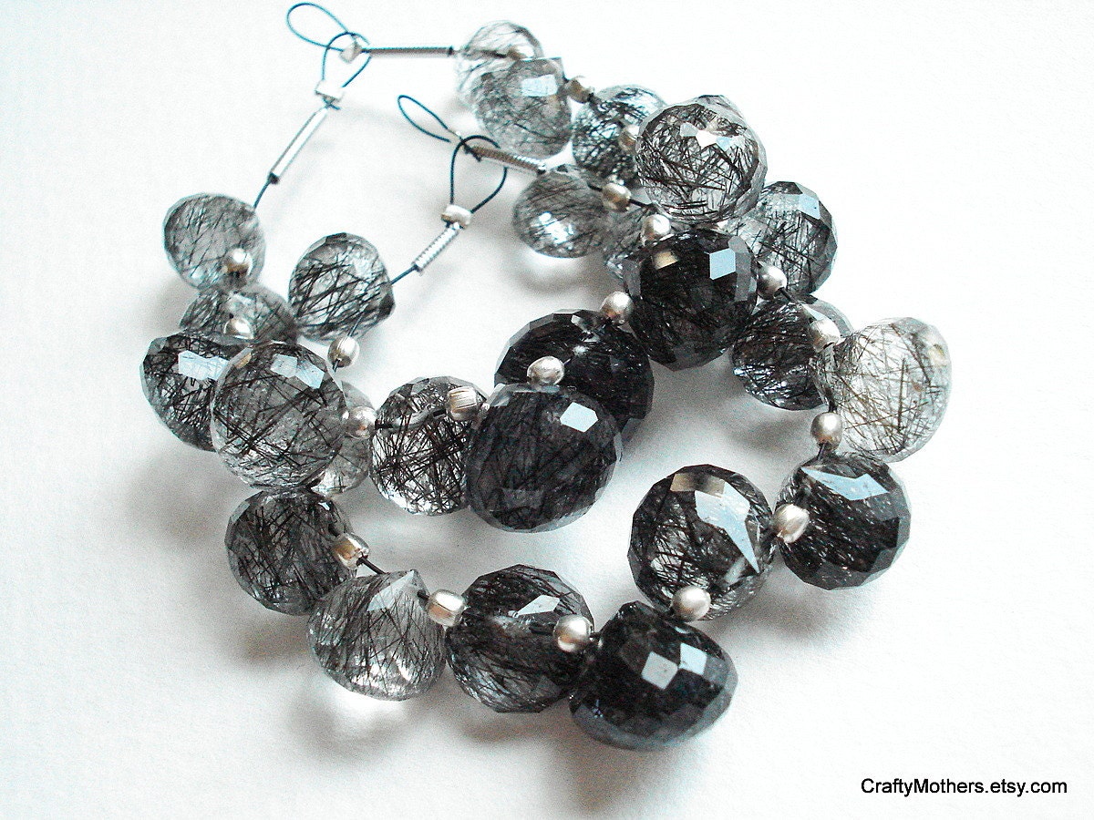 NEW STOCK - AAA Tourmalated Quartz Faceted Onion Briolettes Trio
