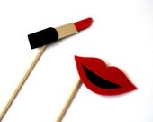 Photo booth Props. Wedding Photo Props. Mustache. Photo Props. Lipstick. Mustache on a Stick. Lips on a Stick - The Lipstick Lassie Maro Kit