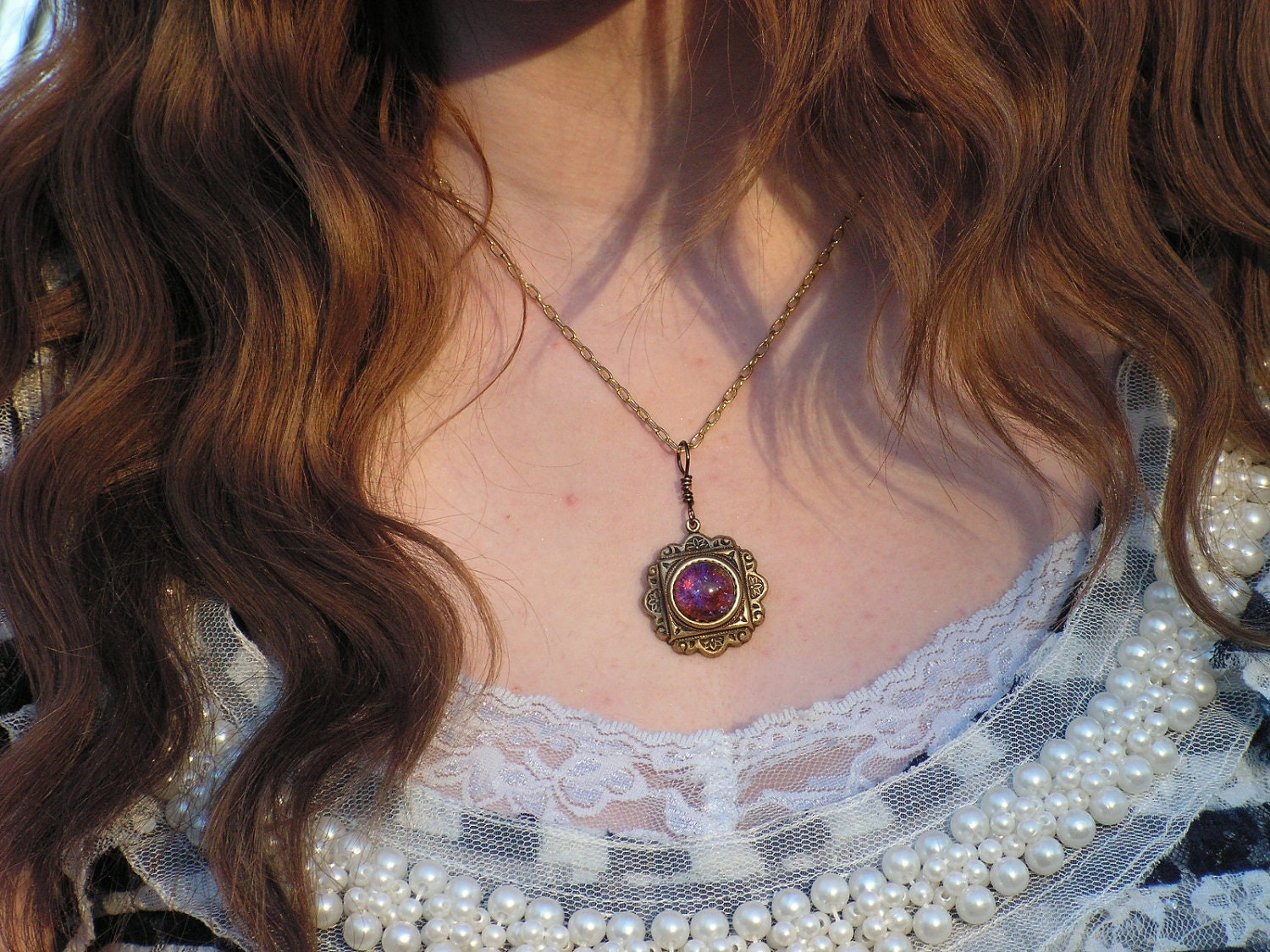 Dragon's Breath Necklace Fire Opal World Traveler Victorian Style