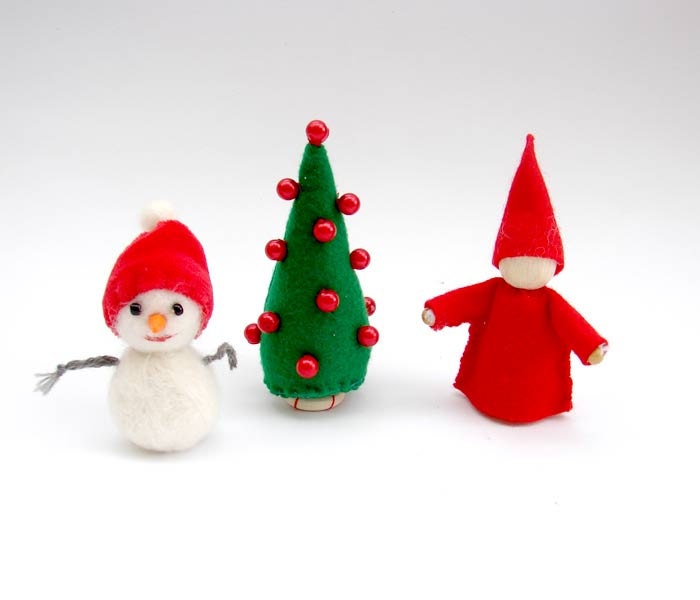 Christmas ornament red elf,  Snowman  or  Christmas Tree you choose one