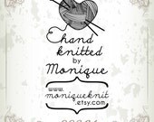 Knitting Stamp. Custom Address Rubber Stamp, Hand Knitted with love, Thank You Stamp, Business Logo, Yarn Stamp (22361)