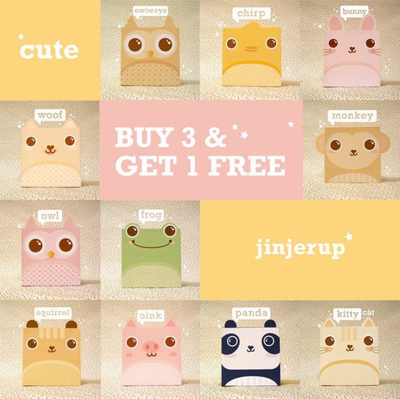 Offer Cute Animal Giftbox: Buy 3, Get 1 FREE - Printable PDF