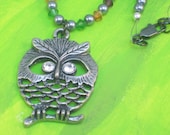 Fall Crystal Beaded Owl Necklace