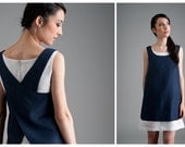 apron dress blue linen