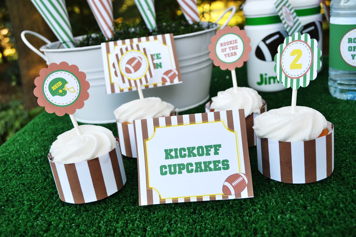 Football Tailgate Party Circles Cupcake Toppers - PRINTABLE - By A Blissful Nest - As Seen On Hostess With The Mostess Il_570xn