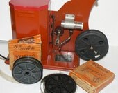 Excel Redskin 16MM 1930s Toy Movie Projector with 2 Western Movies