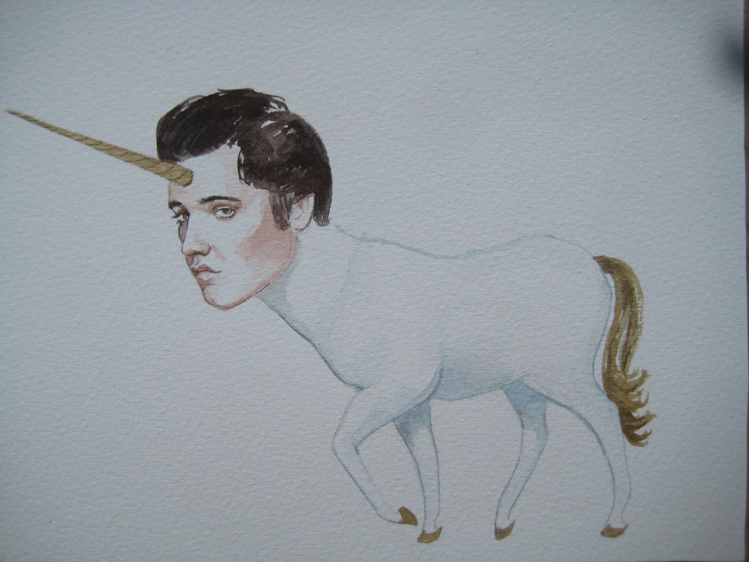 Elvis as a sad unicorn