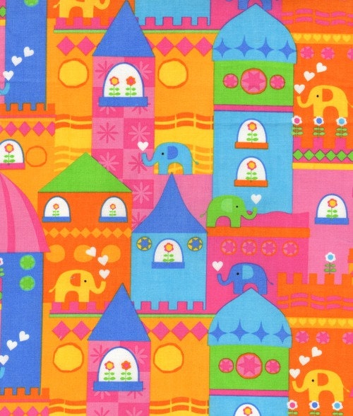 Elephants on Parade Multicolor Elephant Collage City Buildings Circus Tent TT