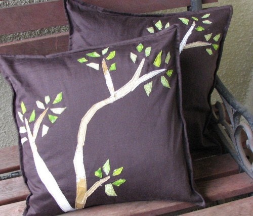 Organic Cotton Throw Pillow Covers, Chocolate Brown, Set of 2