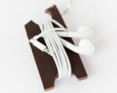Upcycled Leather Earbud Headphone Organizer Keychain