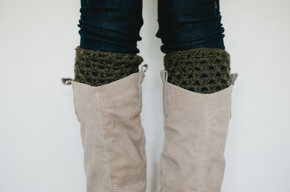 Boot accessories, boot cuffs, boot topper, boot socks, leg warmers, green, olive, deep olive, mothers day, winter, fall, spring, easter