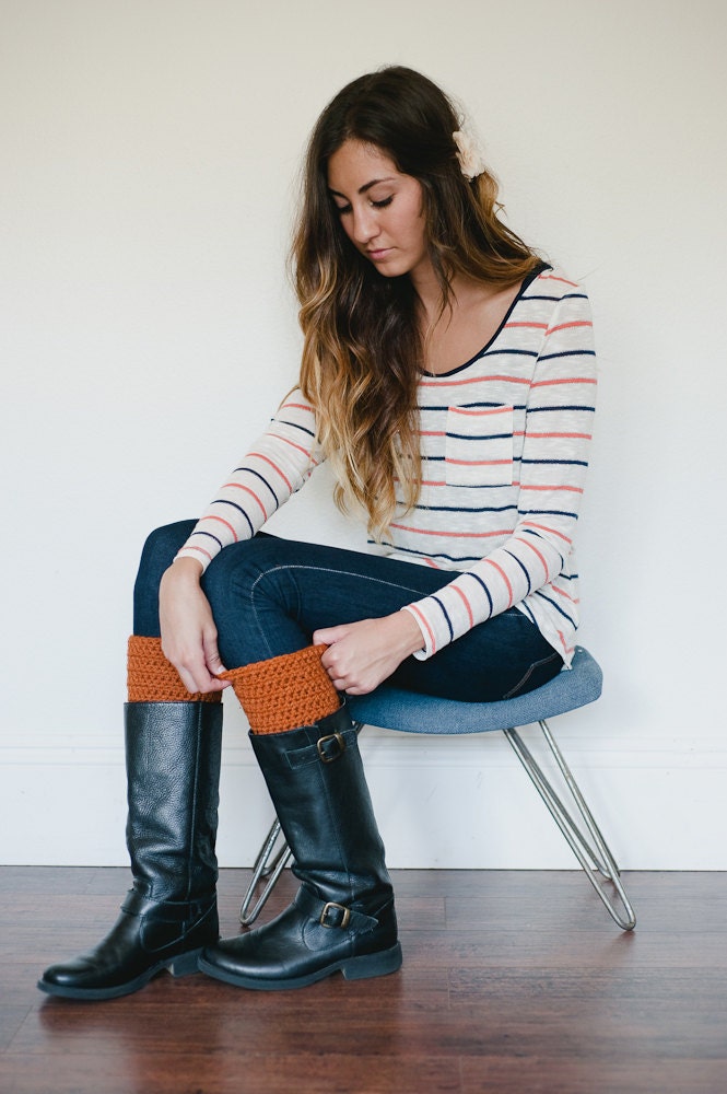 Boot cuff PATTERN, instant download, pdf, permission to sell, boot accessories, boot toppers, orange, burnt