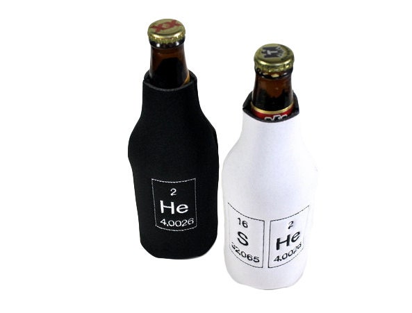 Periodic Table Chemical Elements Beer Bottle Koozie- He and She