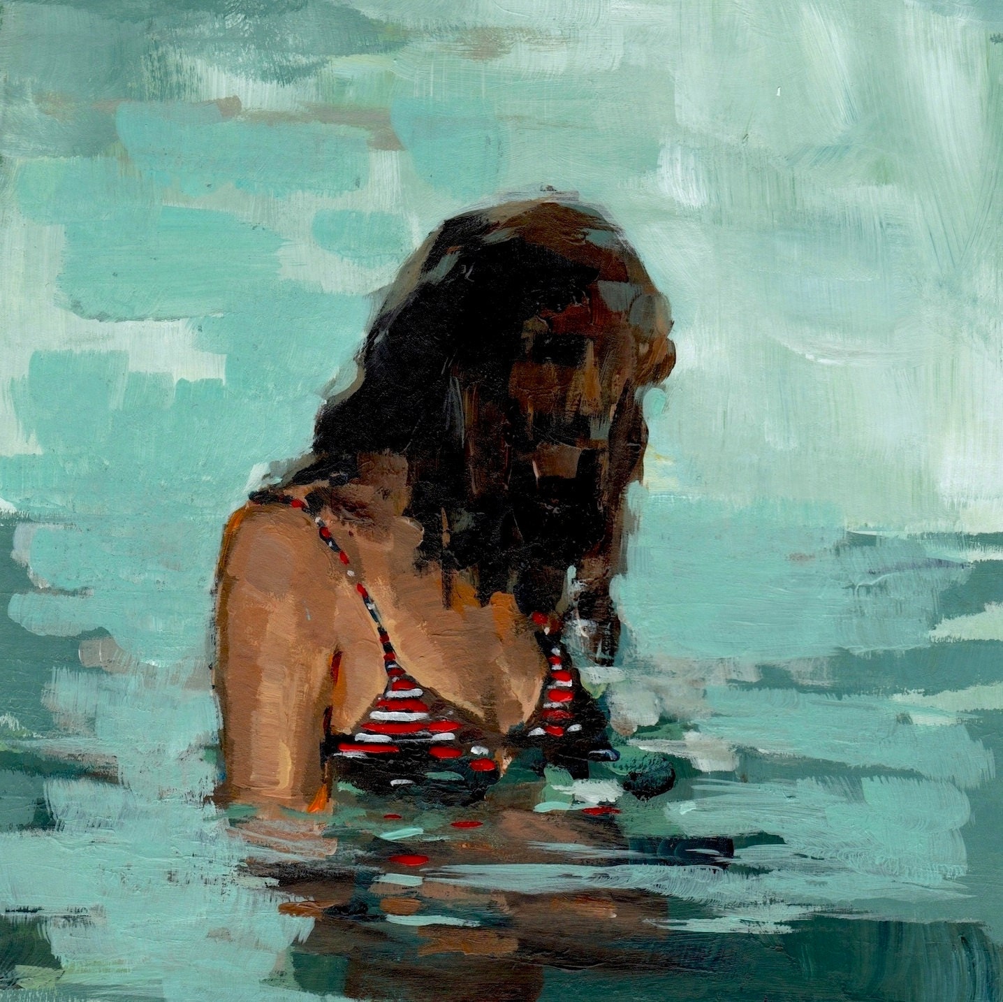 Summer girl . giclee art print of painting