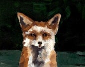 fox portrait from acrylic painting. SMUG FOX . giclee animal art print