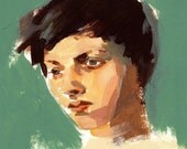 LOVELY . large giclee art print of original portrait painting