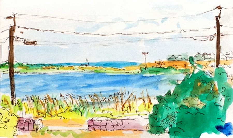 Round Pond at Little Compton watercolor painting