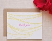 Set of 10 - Vintage Cafe Lights Thank you, Letterpress Cards