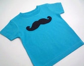Lilikoi Lane Movember Appliqued Mustache Shirt You Choose Size and Color 6m, 12m, 18m, 2t, 3t, 4t, 5t, 6t, 7t - LilikoiLane