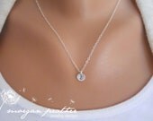 Customized Sterling Silver Necklace - Hand Stamped Initial Necklace - Personalized Charm - Sterling Silver Fine Cable Chain - morganprather