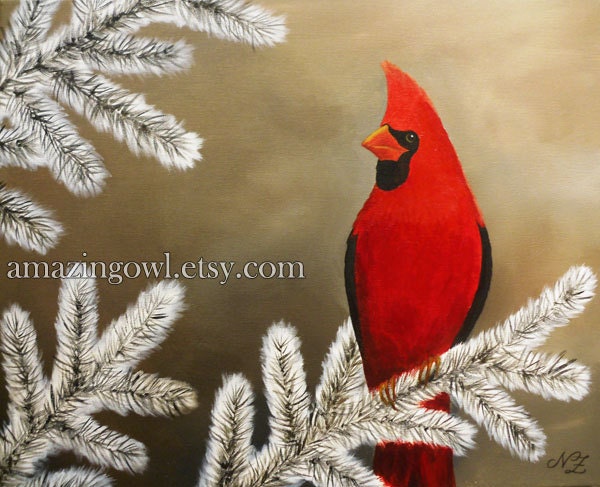 Winter Cardinal - 5x7" fine art greeting card print