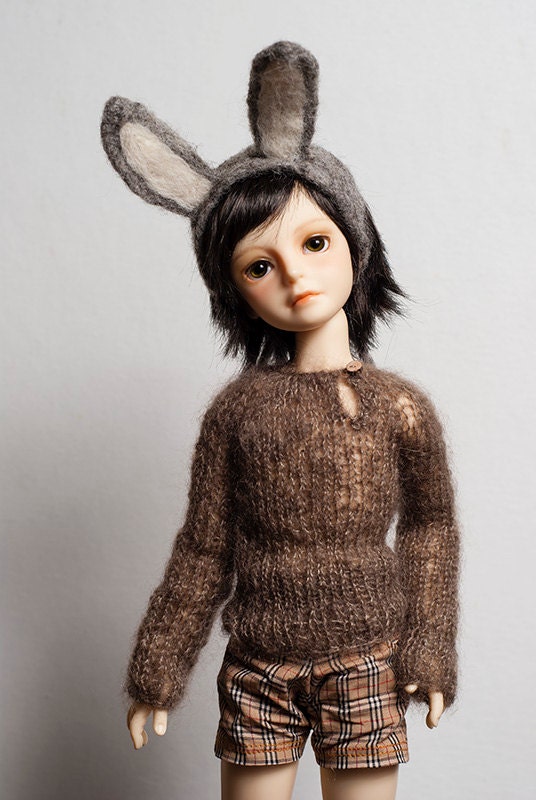 Bjd Msd, MNF Sweater Keyhole style collar in Fawn- Ready to Ship