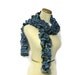Hand Knit Ruffled Scarf -Turquoise Blue Green