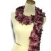 Hand Knit Ruffled Scarf - Red Mauve Garnet Pink